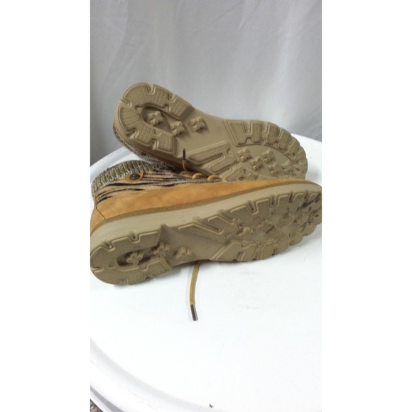 Womens Tan Faux Suede Lace Up Ankle Boots Knit‎ Collar & Zebra Print Size 8.5 - Picture 6 of 6